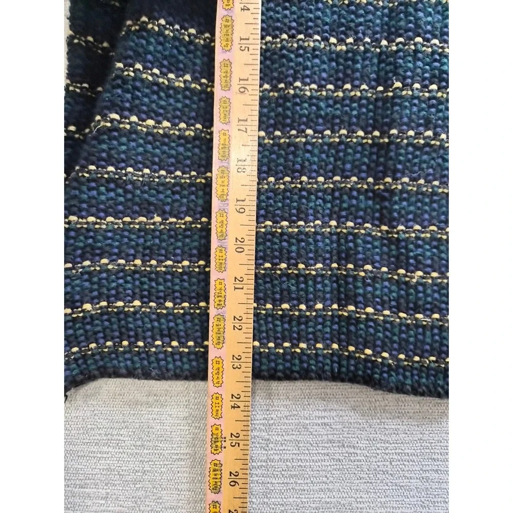 Express Tricot Sweater Womens Small Blue Striped Ramie Chunky Knit Boat Neck